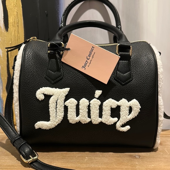 Juicy Couture Handbags - NWT Juicy Couture Black Sherpa Flashback Satchel Handbag Purse